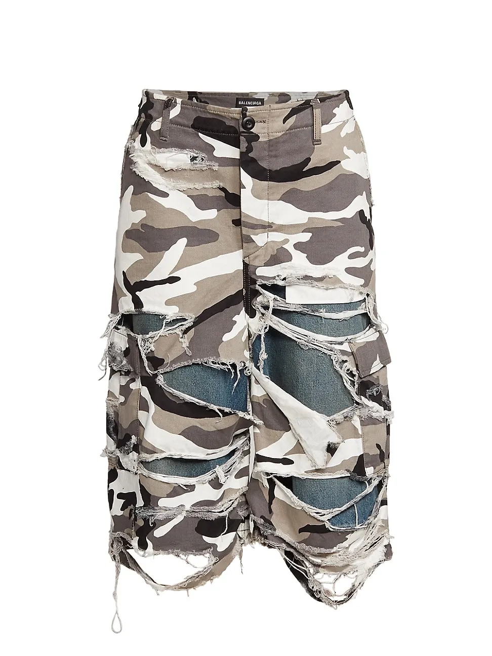 Balenciaga Ripped Camo Shorts