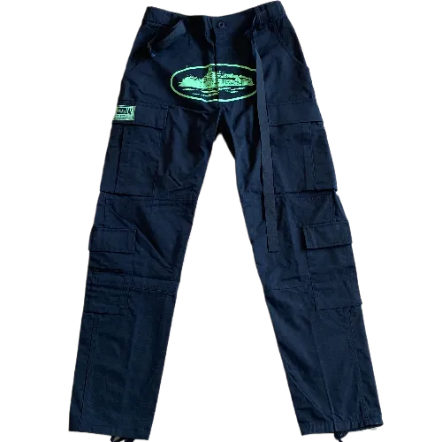 Corteiz pants cargo Black Green Logo