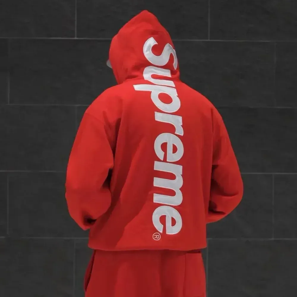 Supreme Satin Applique Hoodie Red